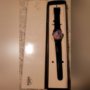 Black Leather Men's Watch